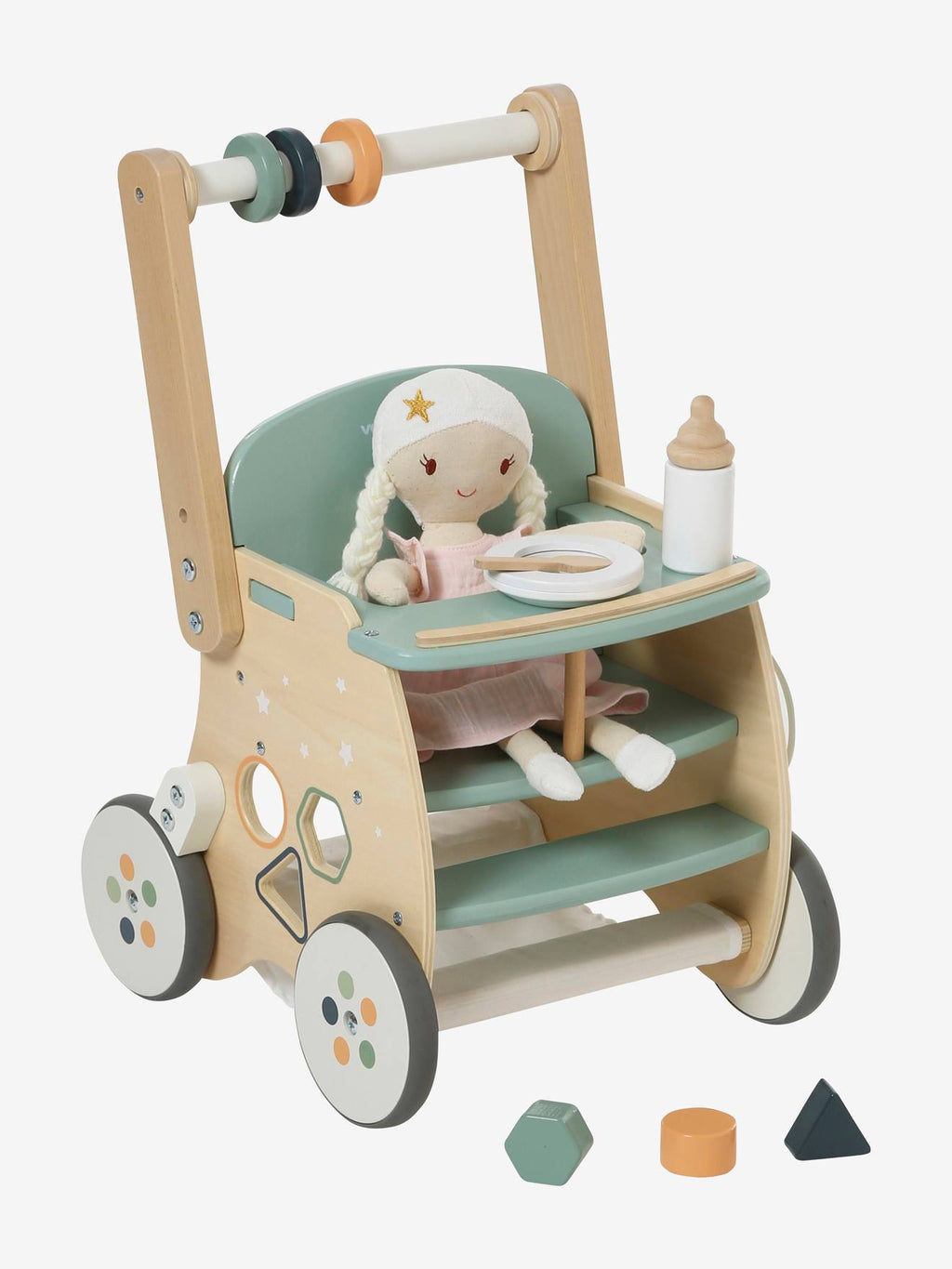 Chariot de marché poussette en bois FSC vert