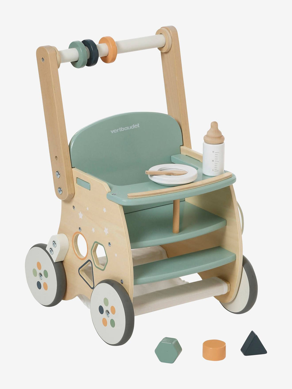 Chariot de marché poussette en bois FSC vert