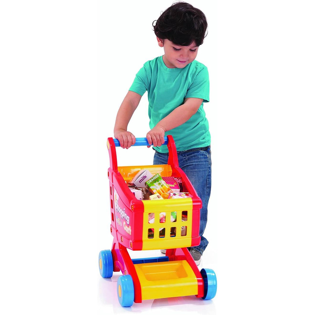 Chariot de supermarché multicolore