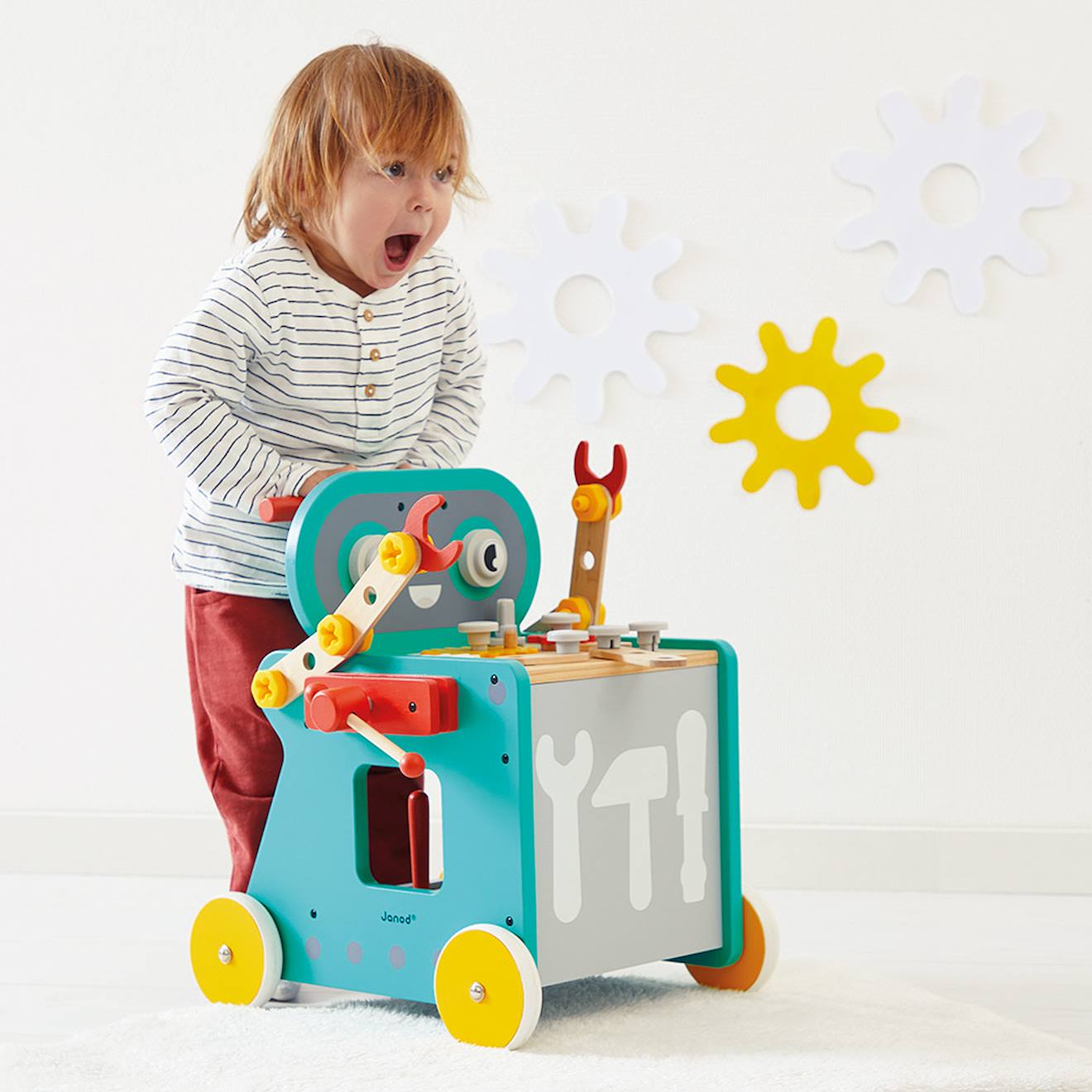 Chariot en bois robot-3 outils 38 accessoires multicolore