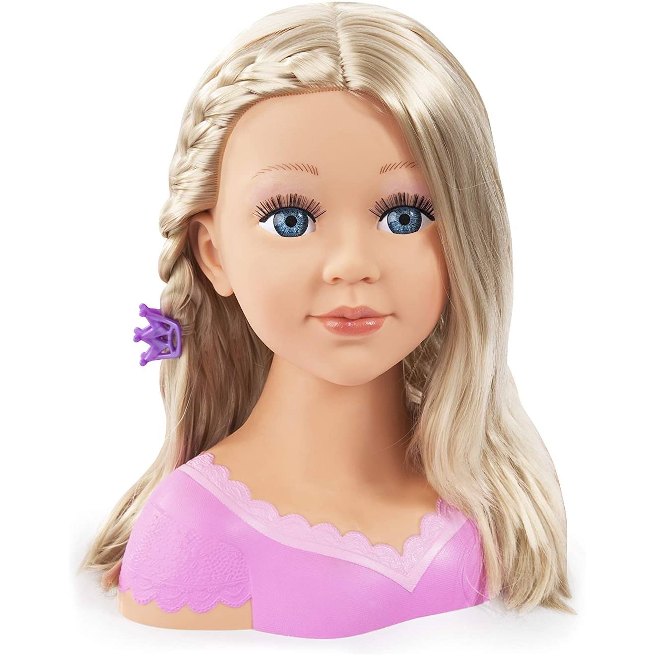Charlène super modèle tête à coiffer et maquiller cheveux blond rose