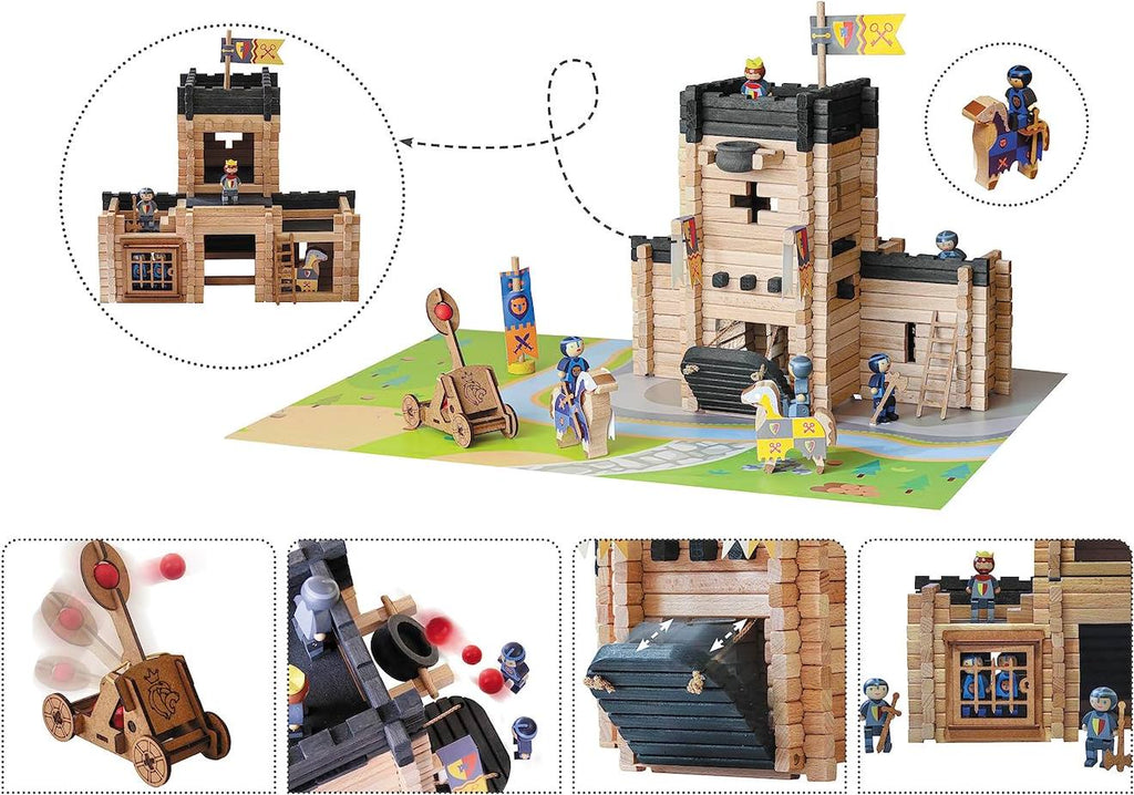 Château fort et catapulte 270 pièces beige