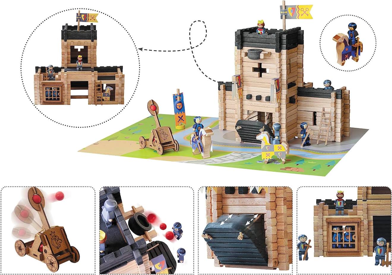 Château fort et catapulte 270 pièces beige