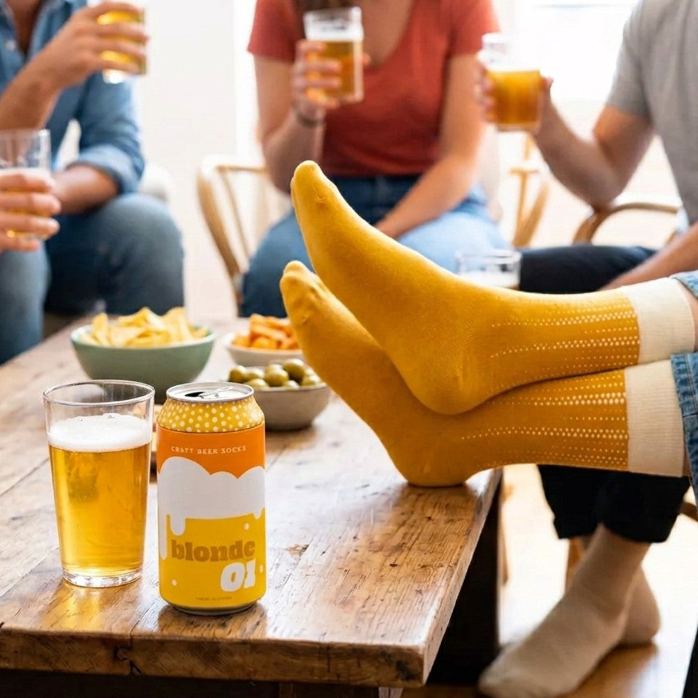 Chaussettes Bière en Canette Jaune - Chaussettes Originales