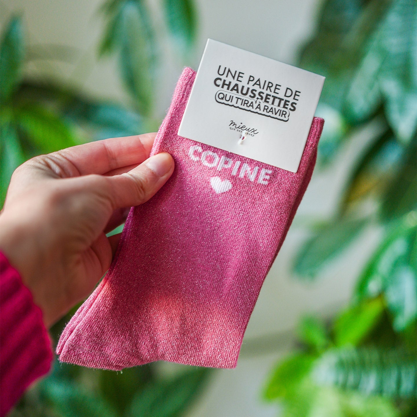 Détail des paillettes des chaussettes Copine