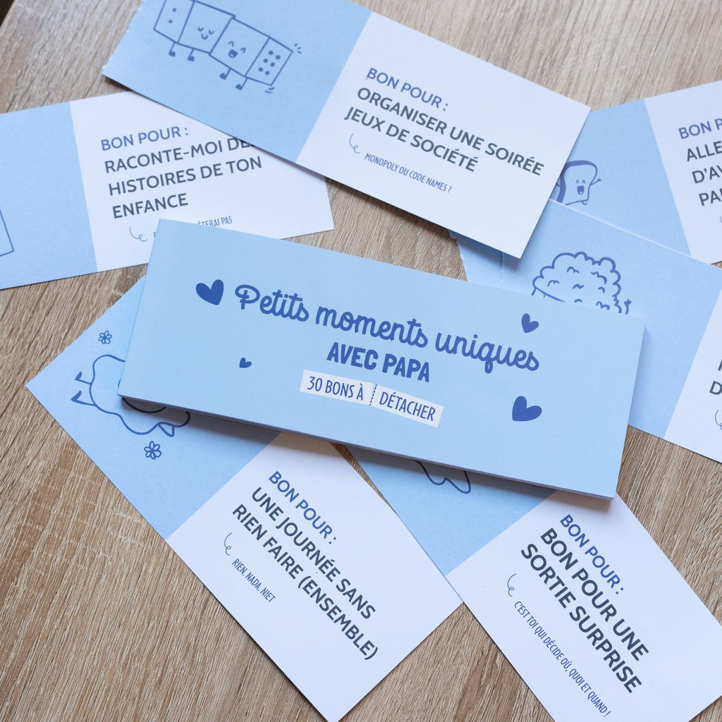Chéquier Papa bleu avec 30 bons à offrir