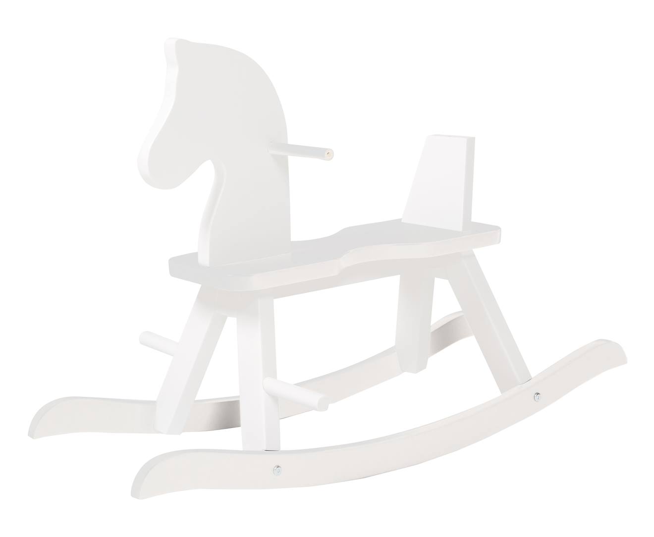 Cheval à bascule en bois avec anneau de protection blanc