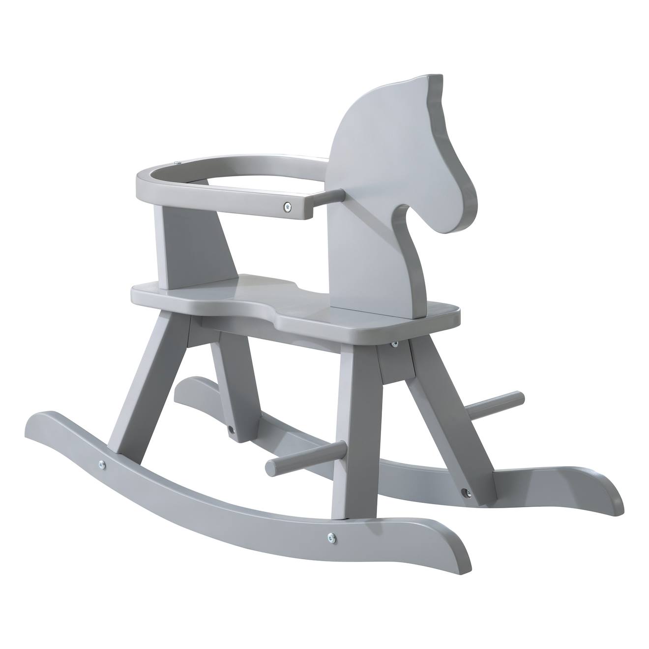 Cheval à bascule en bois avec anneau de protection gris