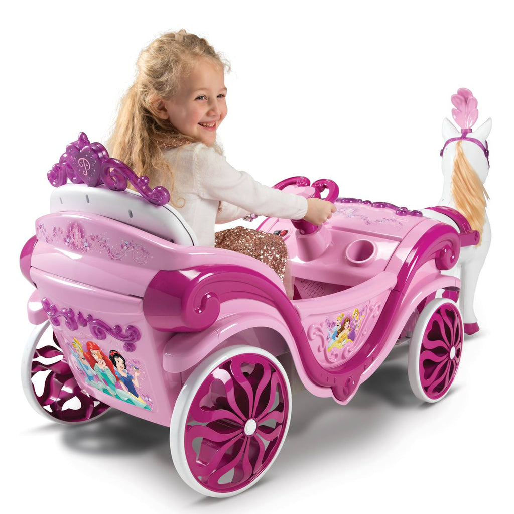 Cheval et charrette électrique Disney Princess rose