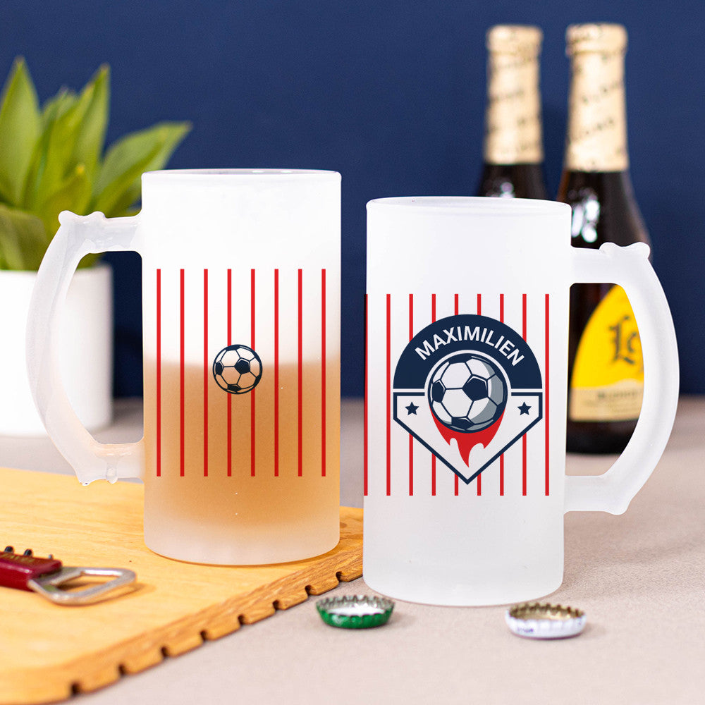 Chope à Bière Football à Personnaliser - Chope de Bière Personnalisée
