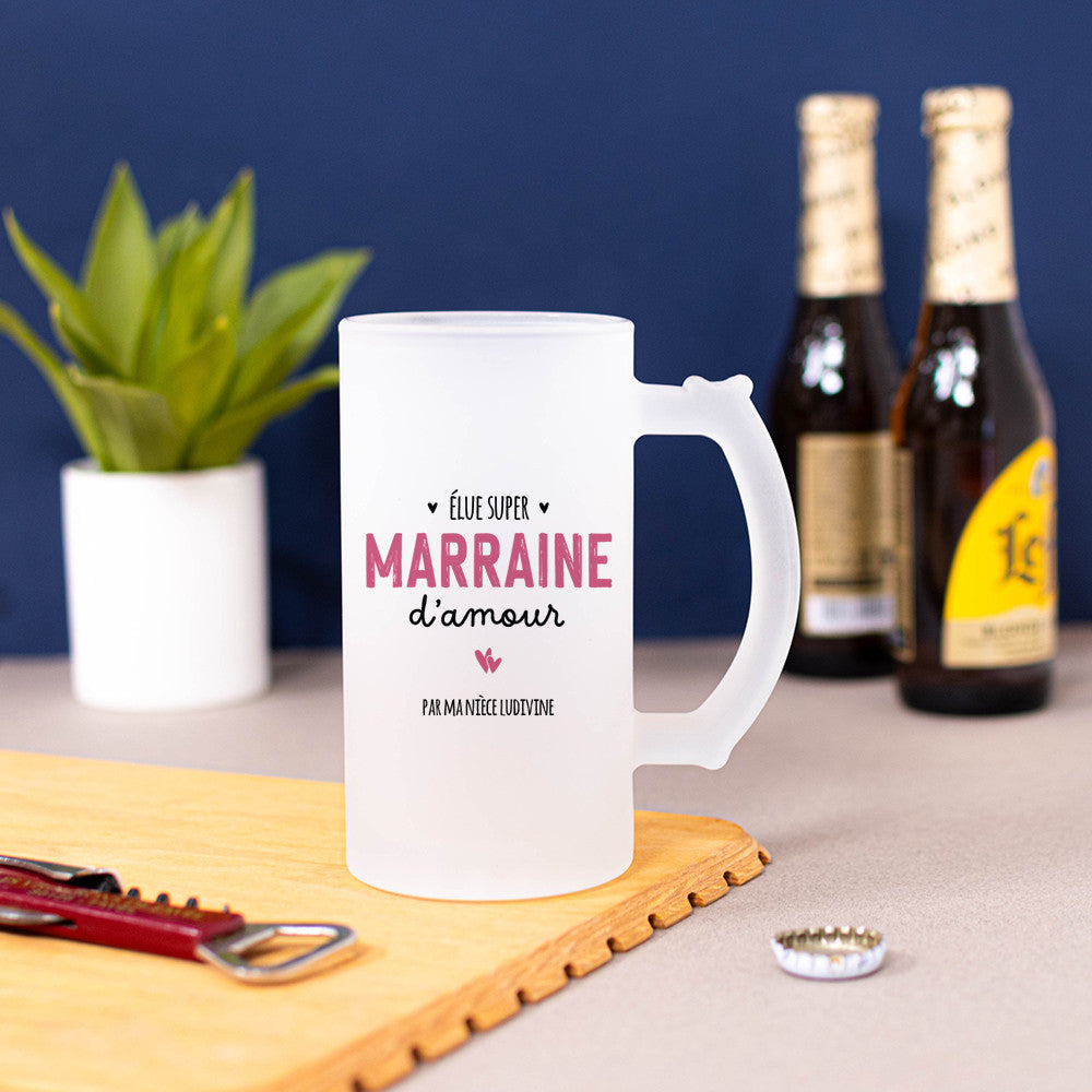 Chope à Bière Marraine à Personnaliser - Chope de Bière Personnalisée