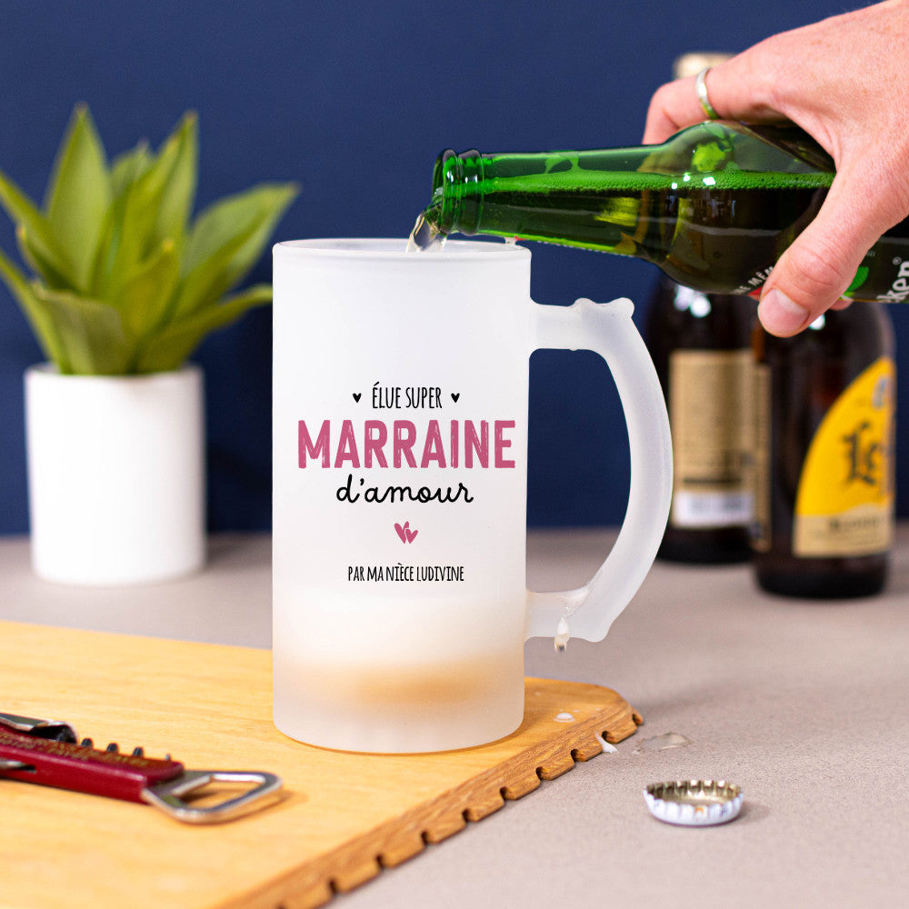 Chope à Bière Marraine à Personnaliser - Chope de Bière Personnalisée