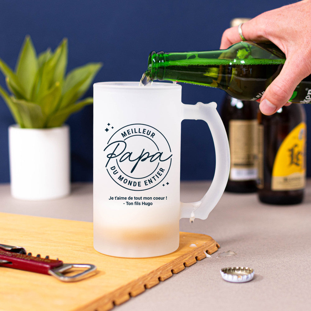 Chope à Bière Meilleur Papa à Personnaliser - Chope de Bière Personnalisée
