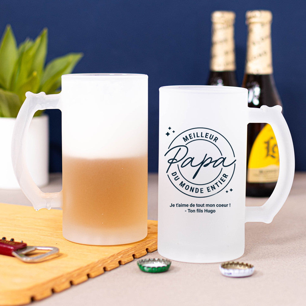 Chope à Bière Meilleur Papa à Personnaliser - Chope de Bière Personnalisée