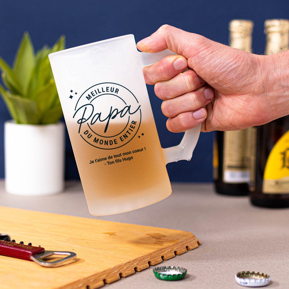 Chope à Bière Meilleur Papa à Personnaliser - Chope de Bière Personnalisée