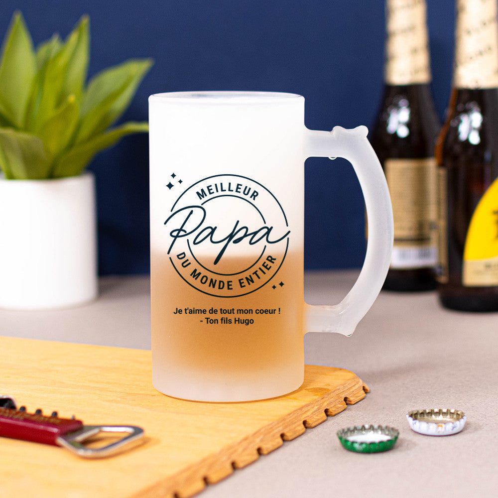 Chope à Bière Meilleur Papa à Personnaliser - Chope de Bière Personnalisée