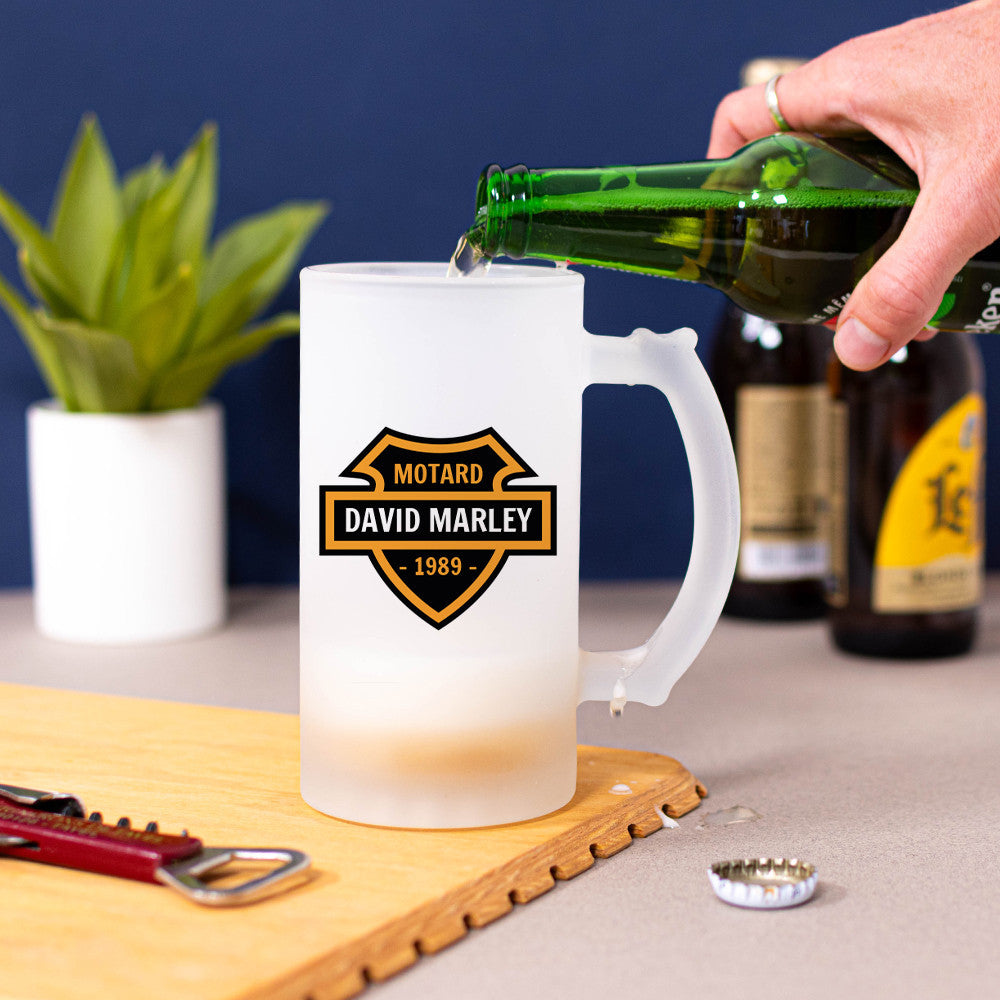 Chope à Bière Moto à Personnaliser - Chope de Bière Personnalisée