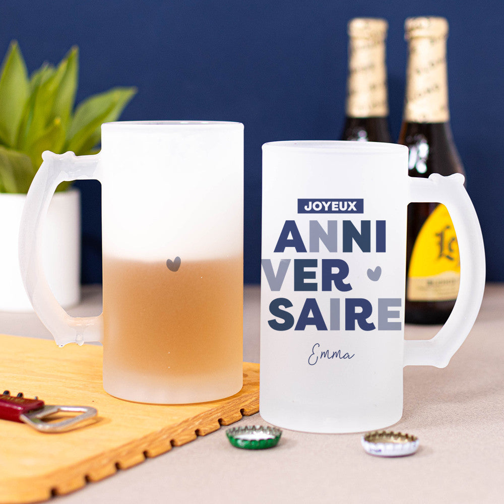 Chope à Bière Anniversaire à Personnaliser - Chope de Bière Personnalisée