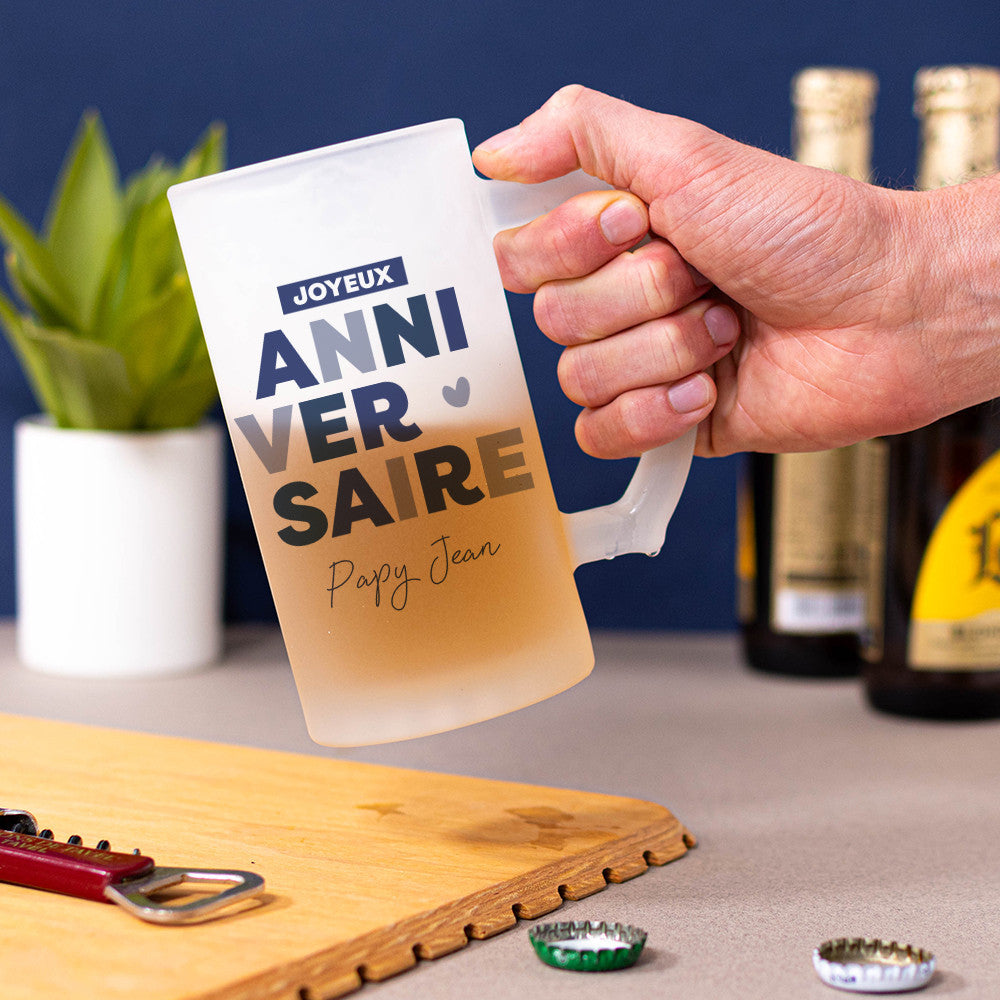 Chope à Bière Anniversaire à Personnaliser - Chope de Bière Personnalisée