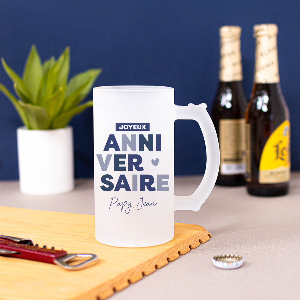 Chope à Bière Anniversaire à Personnaliser - Chope de Bière Personnalisée