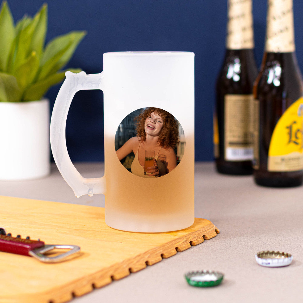 Chope à Bière Photo et Texte à Personnaliser - Chope de Bière Personnalisée