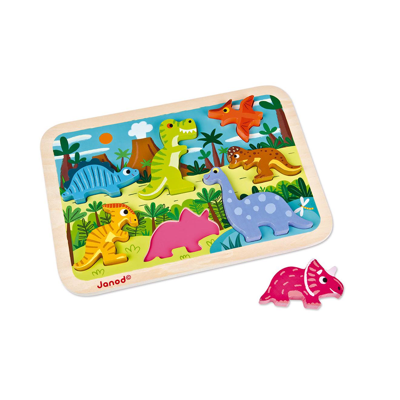 Chunky puzzle dinosaures 7 pièces multicolore