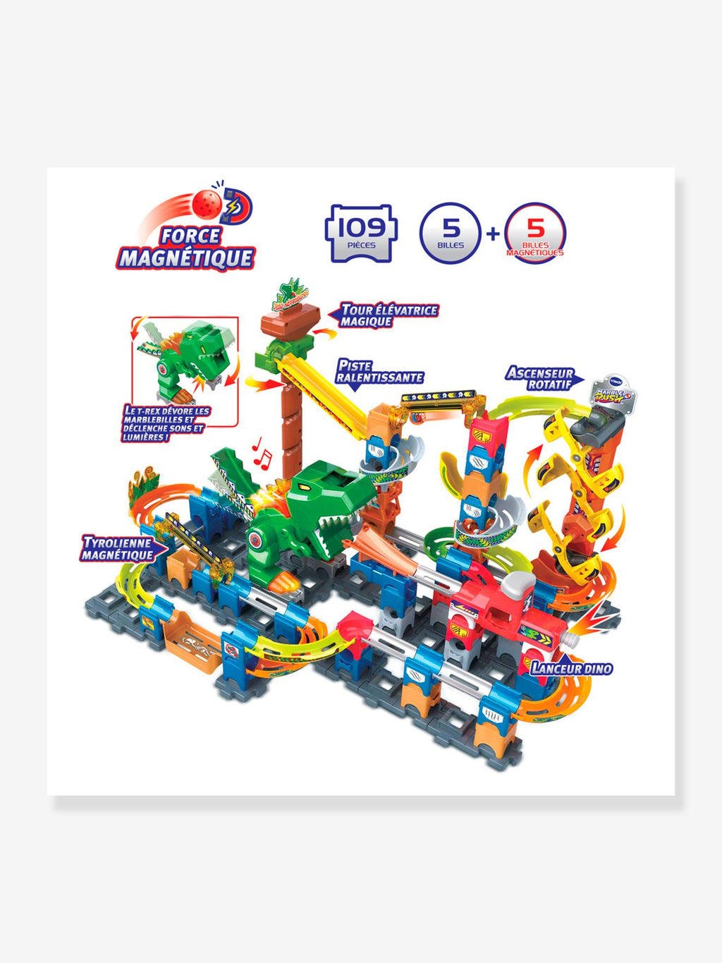 Circuit de billes marble rush dino adventures magnetic - multicolore