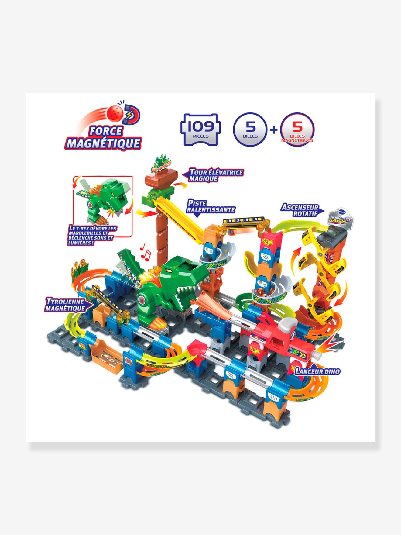 Circuit de billes marble rush dino adventures magnetic - multicolore