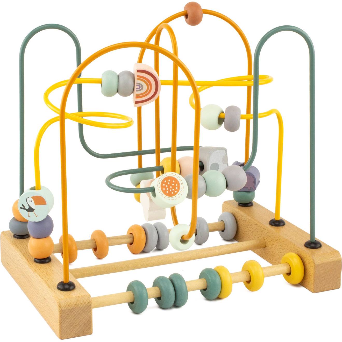 Circuit de perles en bois jaune