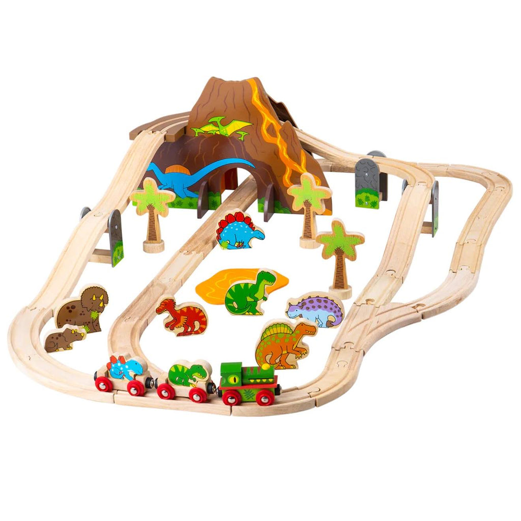 Circuit de train dinosaure beige