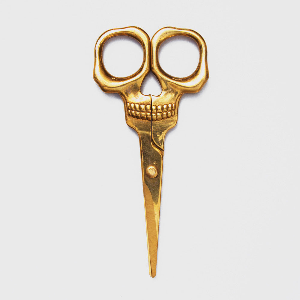 Ciseaux Dorés Tête de Mort - Fourniture de Bureau Originale