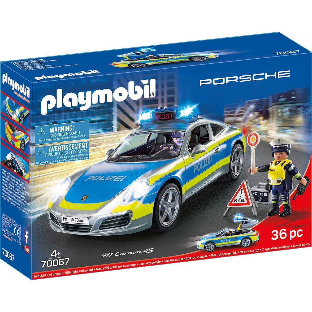 City action - porsche 911 carrera 4s police 70067 multicolore