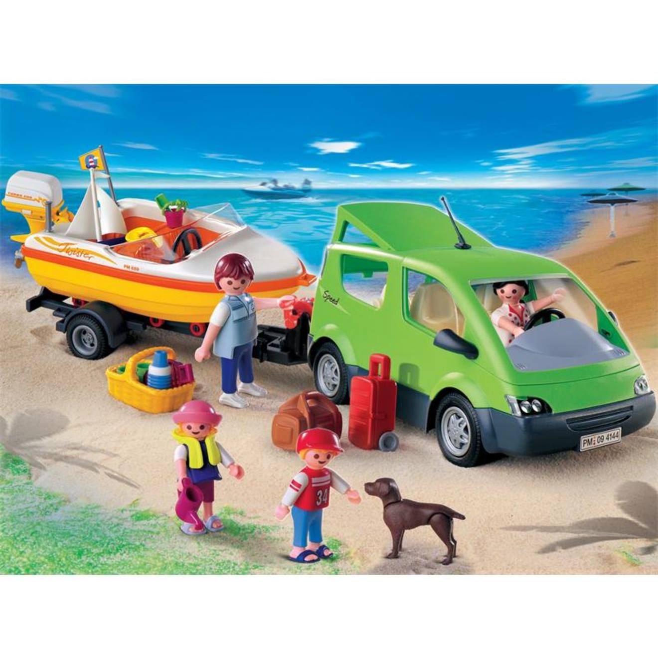 City life - voiture familiale avec remorque porté-bateaux 4144 multicolore