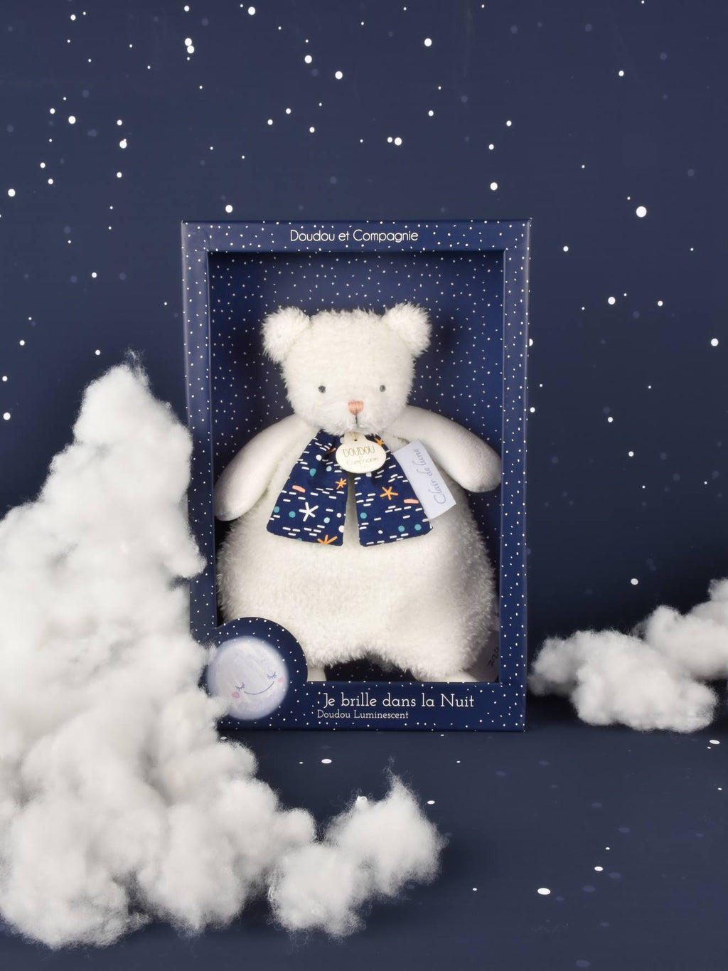 Clair de lune - ours doudou 26 cm - blanc
