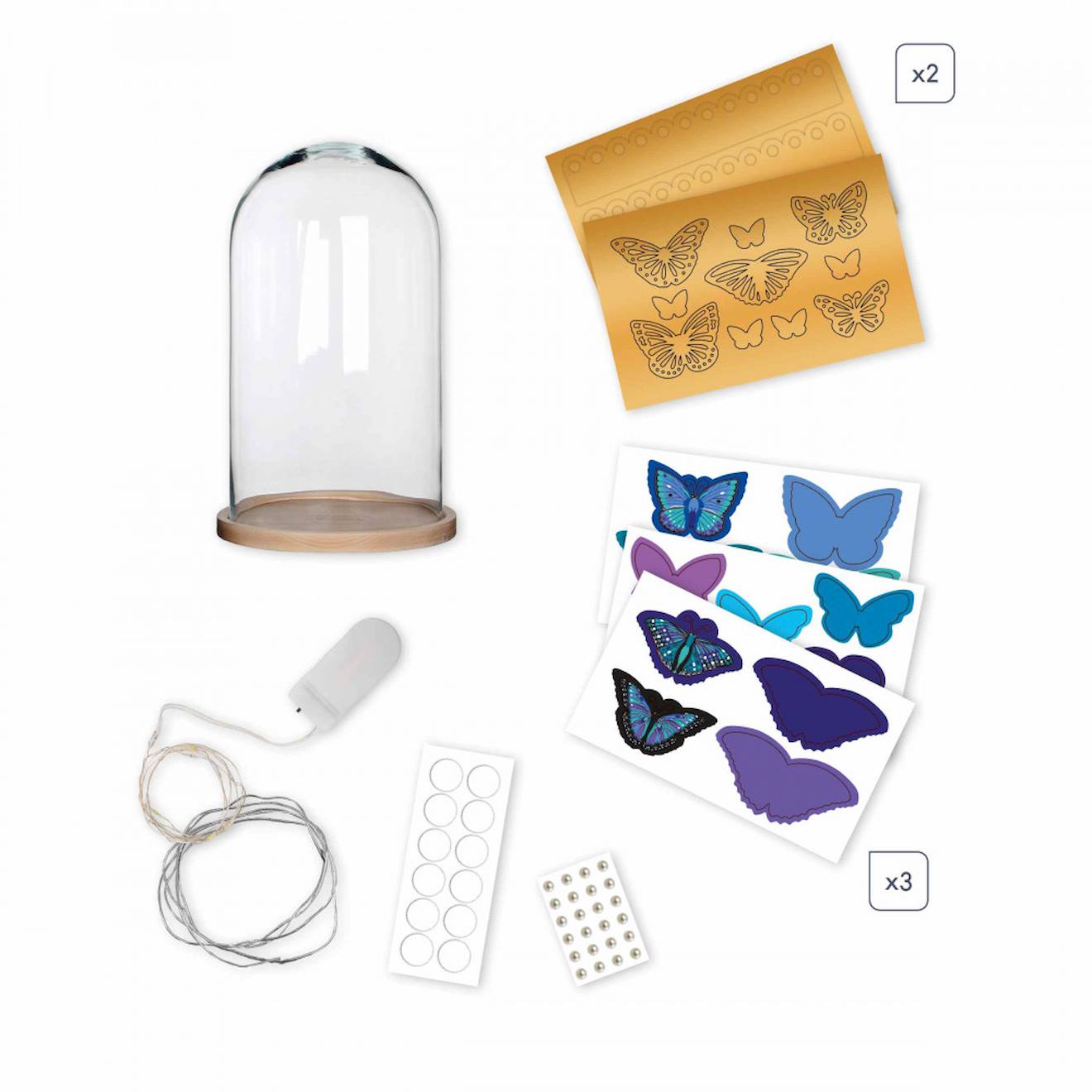 Cloche lumineuse papillons multicolore