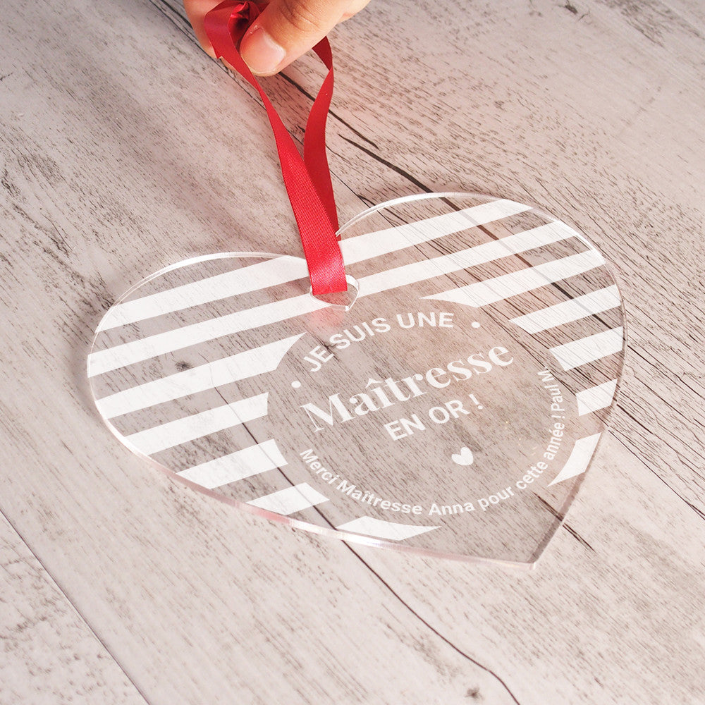 Coeur Maître.sse en Or à Personnaliser - Cœur Gravé