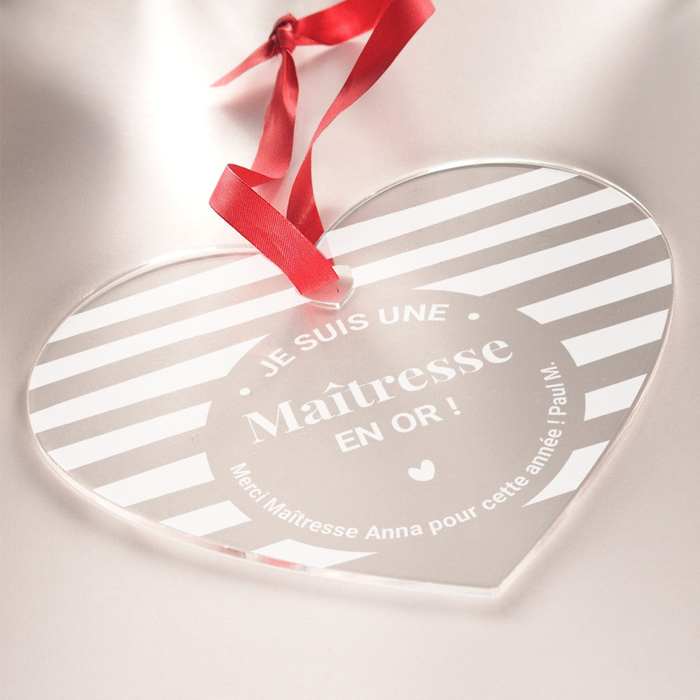 Coeur Maître.sse en Or à Personnaliser - Cœur Gravé