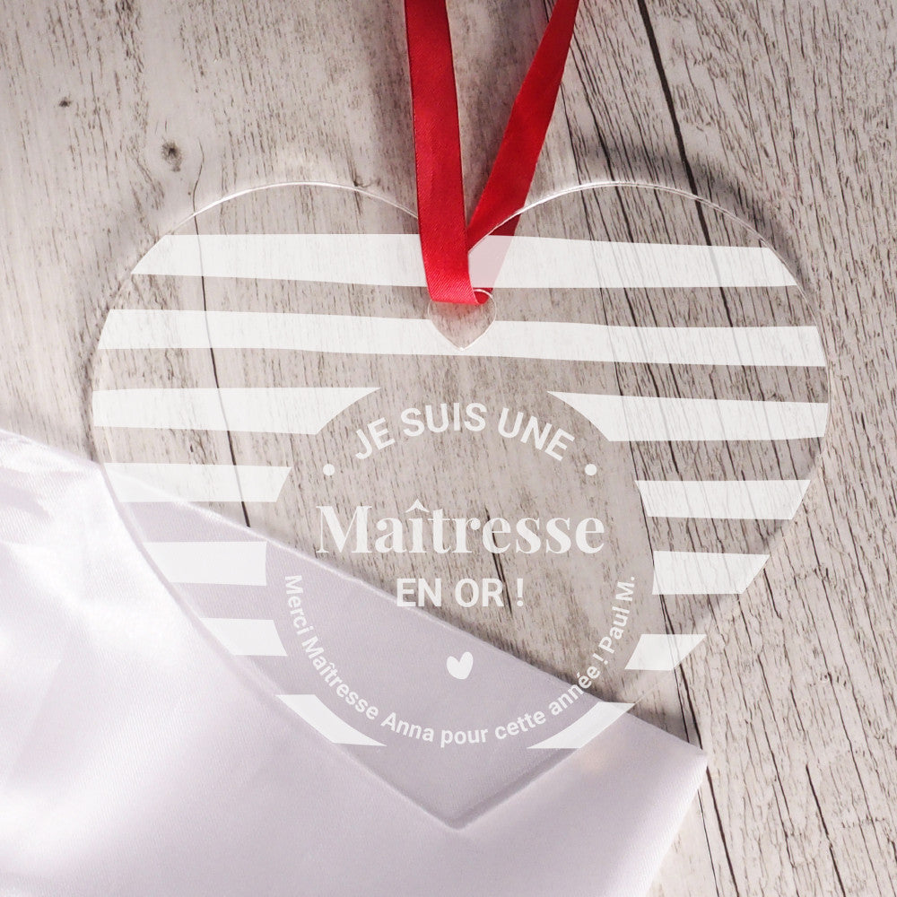 Coeur Maître.sse en Or à Personnaliser - Cœur Gravé