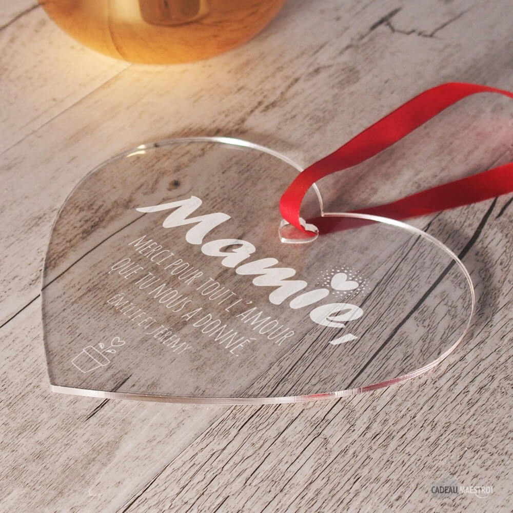 Coeur Mamie à Personnaliser - Cœur Gravé