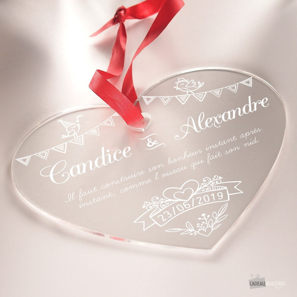 Coeur Mariage À Personnaliser - Cœur Gravé CadoMaestro