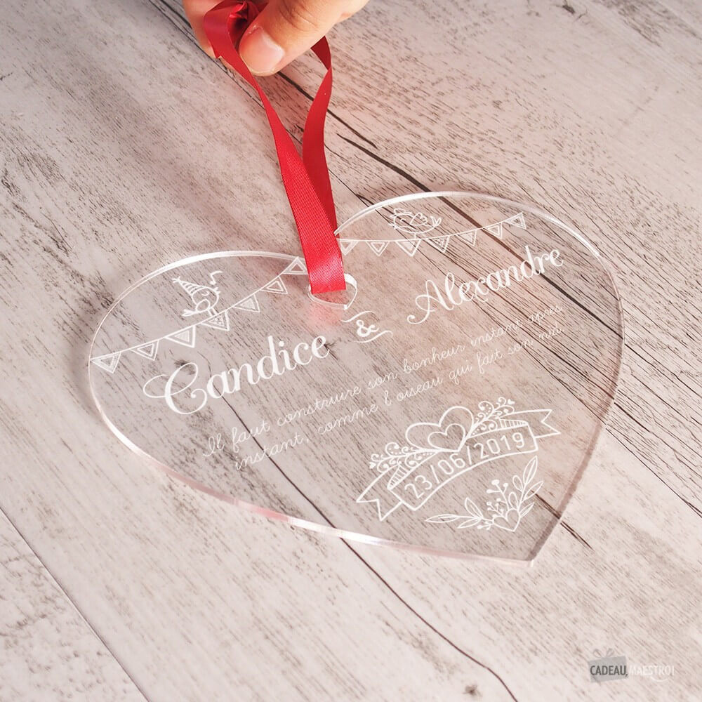 Coeur Mariage À Personnaliser - Cœur Gravé CadoMaestro