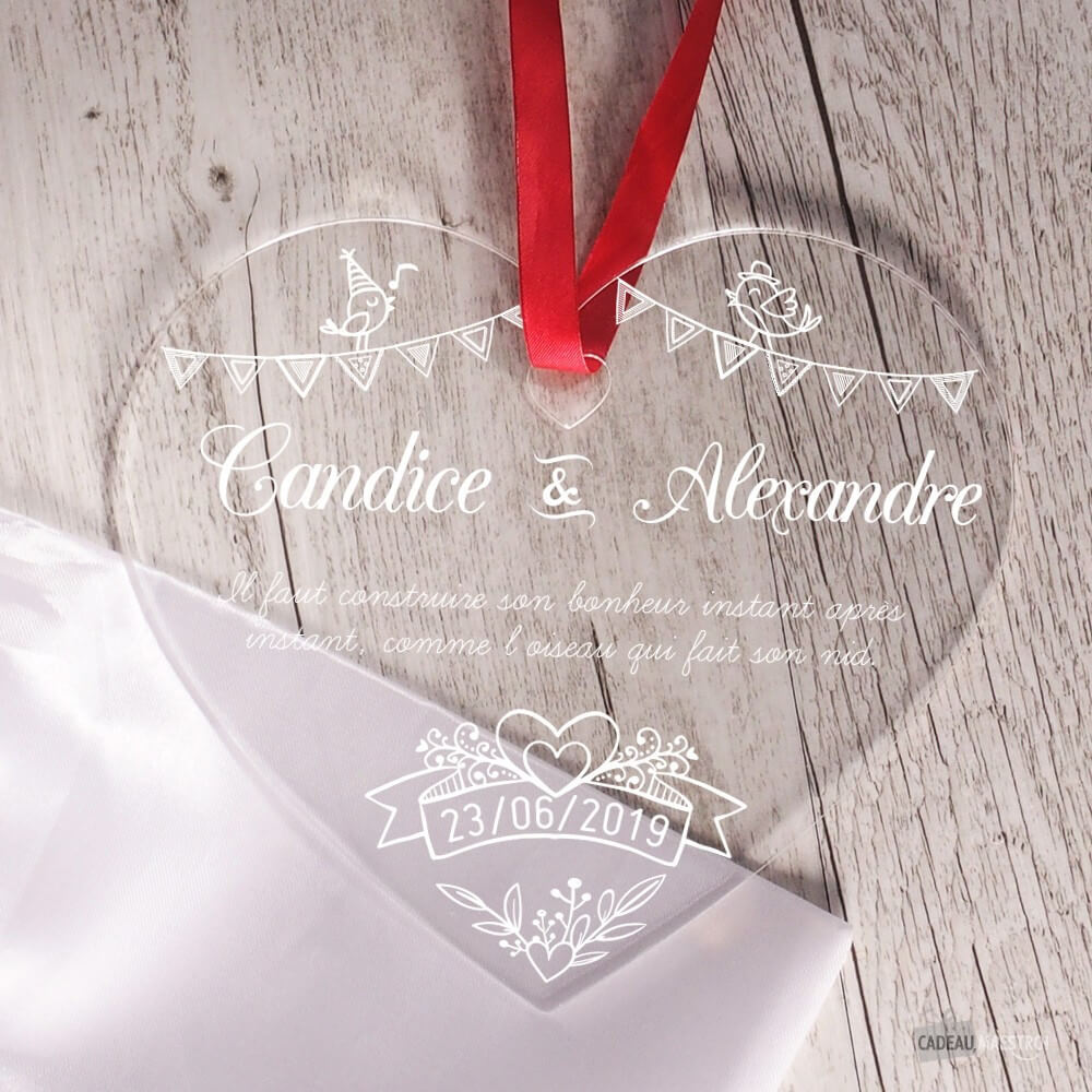Coeur Mariage À Personnaliser - Cœur Gravé CadoMaestro