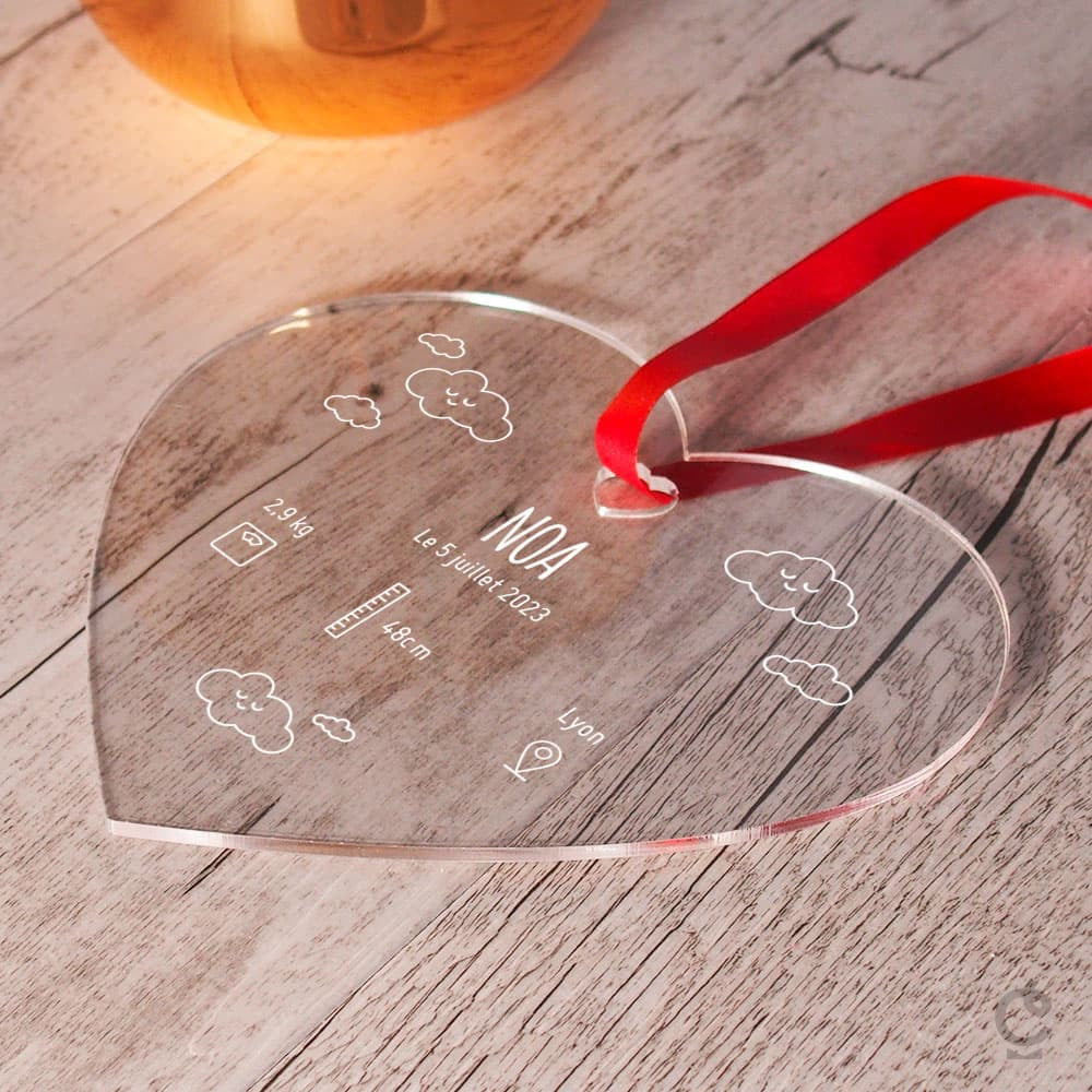 Coeur Naissance à Personnaliser - Cœur Gravé