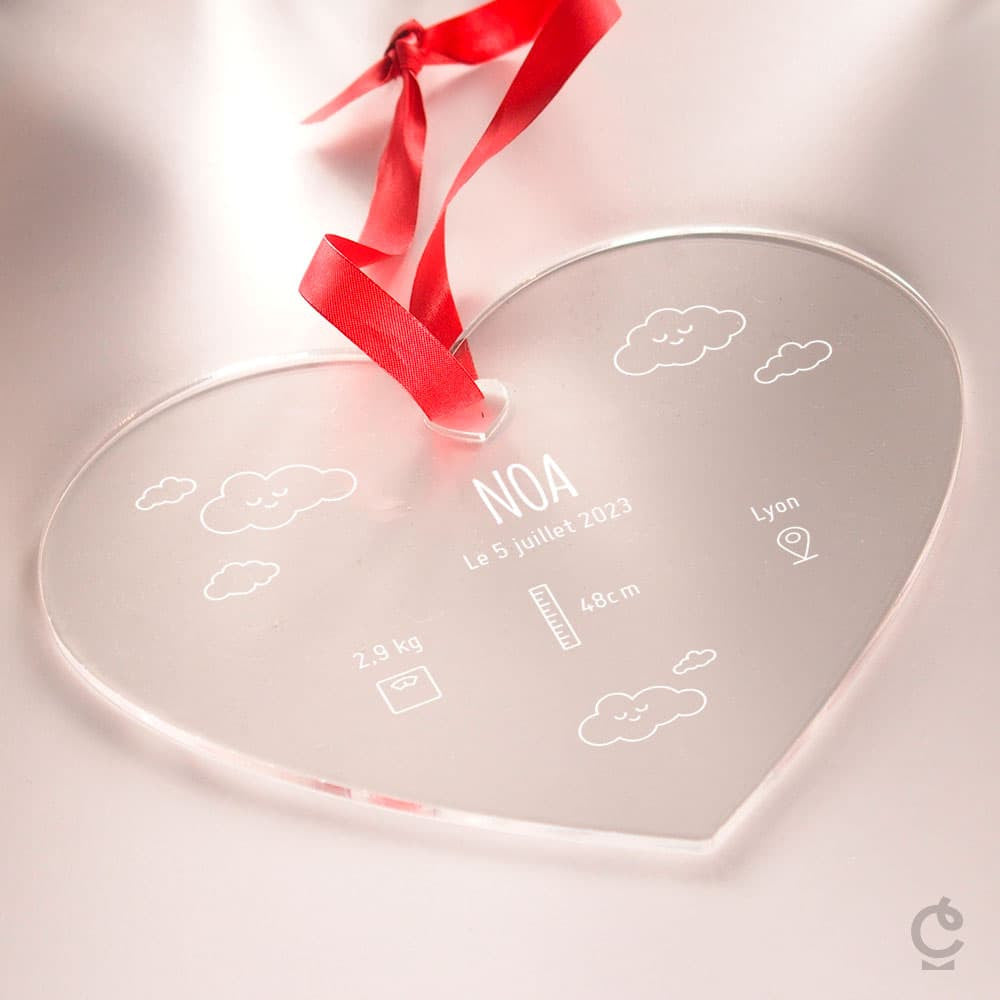 Coeur Naissance à Personnaliser - Cœur Gravé