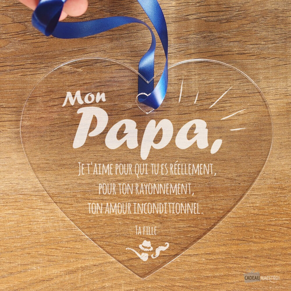 Coeur Papa À Personnaliser - Cœur Gravé CadoMaestro