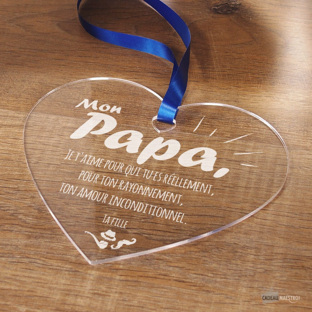 Coeur Papa À Personnaliser - Cœur Gravé
