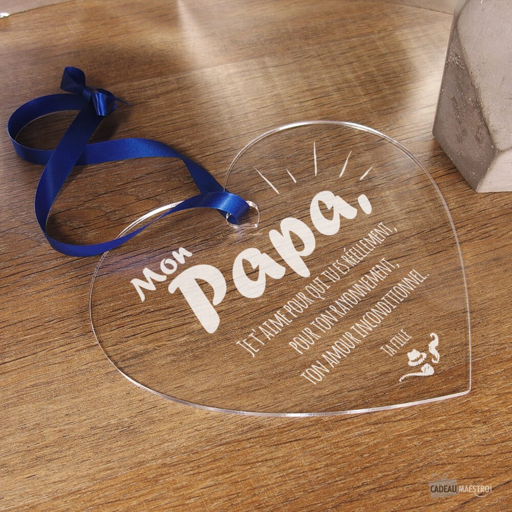 Coeur Papa À Personnaliser - Cœur Gravé CadoMaestro