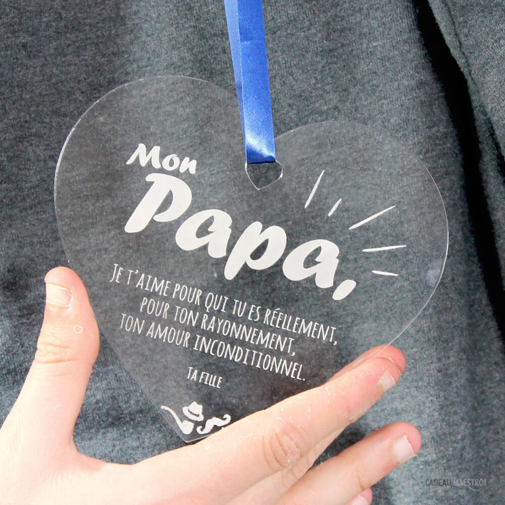Coeur Papa À Personnaliser - Cœur Gravé CadoMaestro