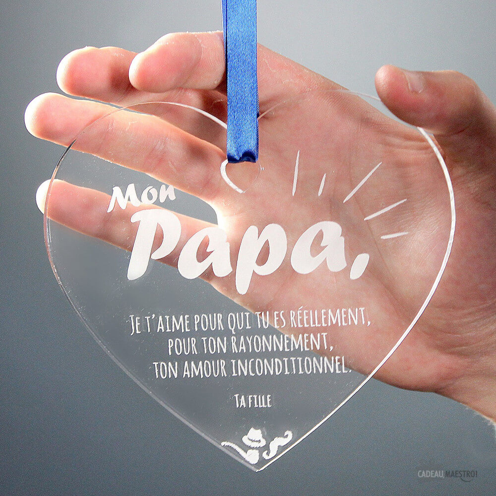 Coeur Papa À Personnaliser - Cœur Gravé CadoMaestro