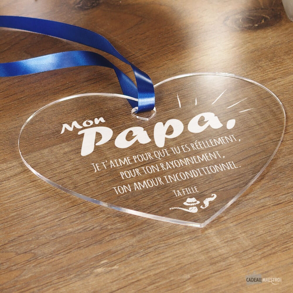 Coeur Papa À Personnaliser - Cœur Gravé CadoMaestro